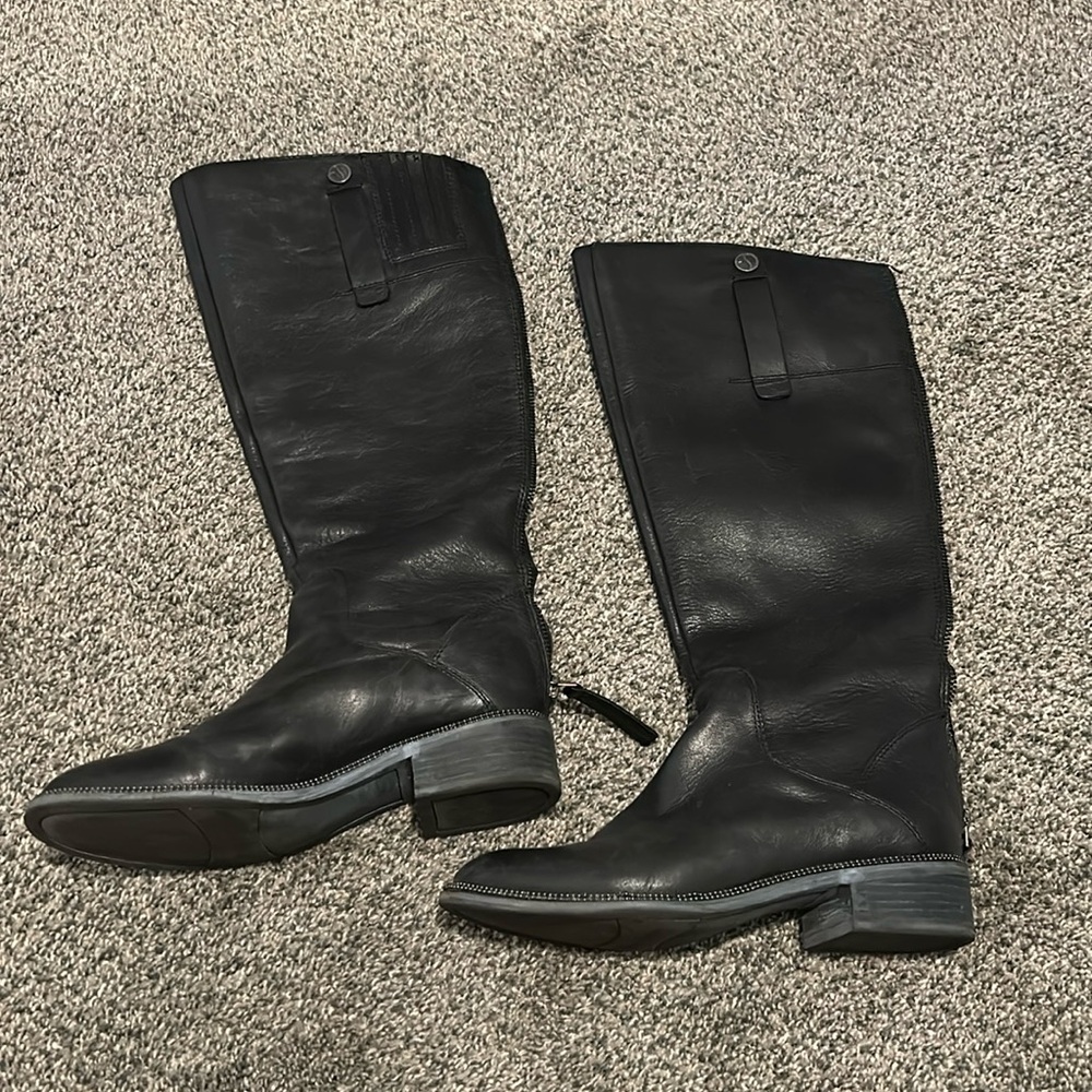 Franco Sarto Leather Tall Boots Black 7